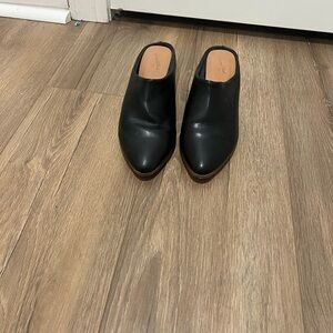 Black Leather Women’s Slip-On Shoes